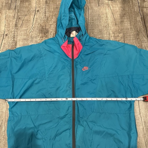 Vintage Nike Windrunner Windbreaker Jacket Teal Blue Hooded Full Zip Mens XL 90s - Picture 2 of 15
